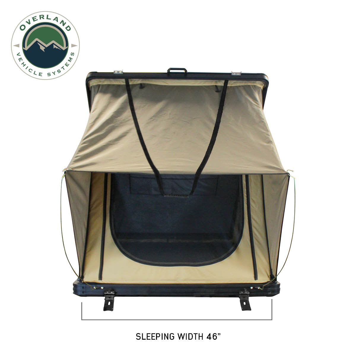 LD TMON - Clamshell Aluminum Roof Top Tent, 2 Person, Tan Body & Green Rainfly