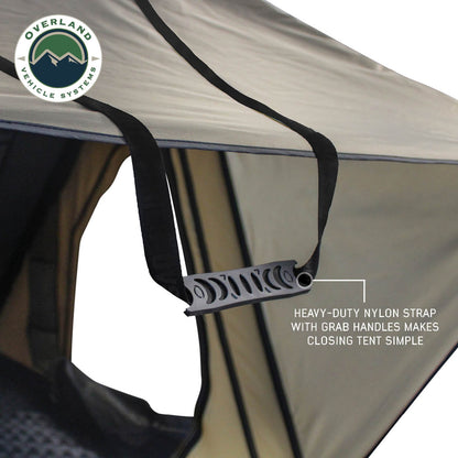 LD TMON - Clamshell Aluminum Roof Top Tent, 2 Person, Tan Body & Green Rainfly