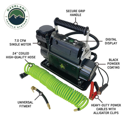 EGOI Portable Air Compressor System 7.0 CFM With Digital Control Panel, Storage Bag, Hose & Attachments - Single Motor