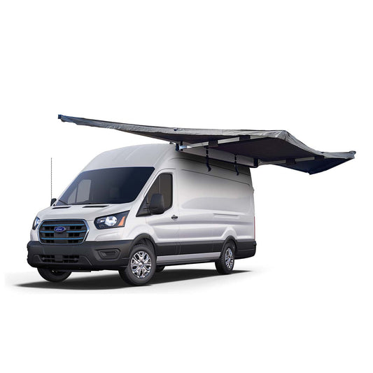 HD Nomadic 180 - Awning with Extended Poles, High Roof, Universal, Grey Body, Green Trim with Black Travel Cover