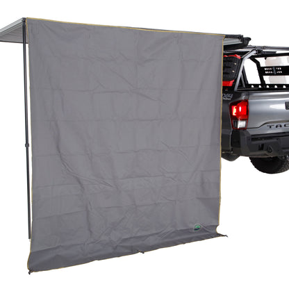 HD Nomadic 2.0 - Awning Wall with Storage Bag, 6.5’ x 8.0’, Grey Body & Green Trim