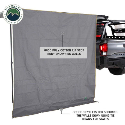 HD Nomadic 2.0 - Awning Wall with Storage Bag, 6.5’ x 8.0’, Grey Body & Green Trim