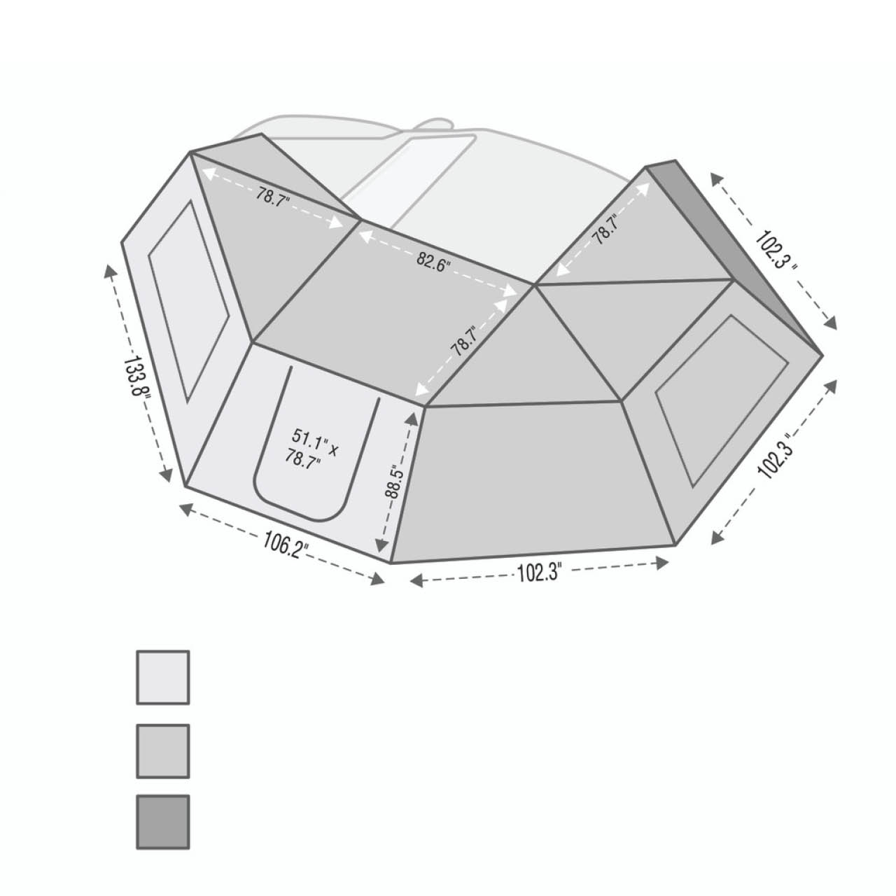 HD Nomadic 270 - Awning Wall 2 W/Window, Driver Side, Grey Body, Green Trim W/Storage Bag