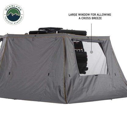 HD Nomadic 270 - Awning Wall 2 W/Window, Driver Side, Grey Body, Green Trim W/Storage Bag