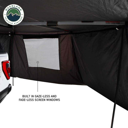 HD Nomadic 270 - Awning Wall 2 W/Window, Driver Side, Grey Body, Green Trim W/Storage Bag