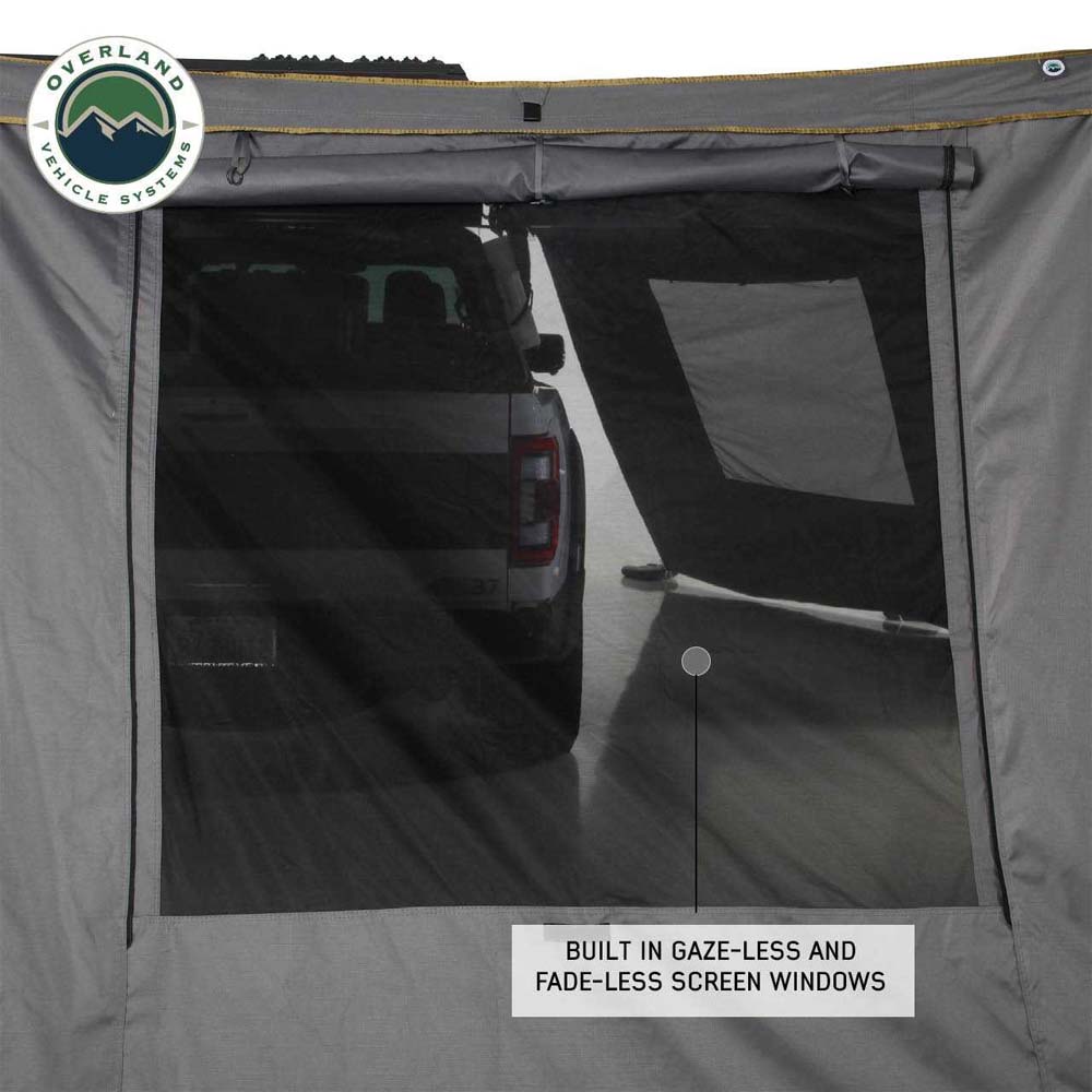 HD Nomadic 270 - Awning Wall 2 W/Window, Driver Side, Grey Body, Green Trim W/Storage Bag