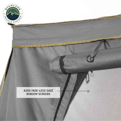 HD Nomadic 270 - Awning Wall 2 W/Window, Driver Side, Grey Body, Green Trim W/Storage Bag