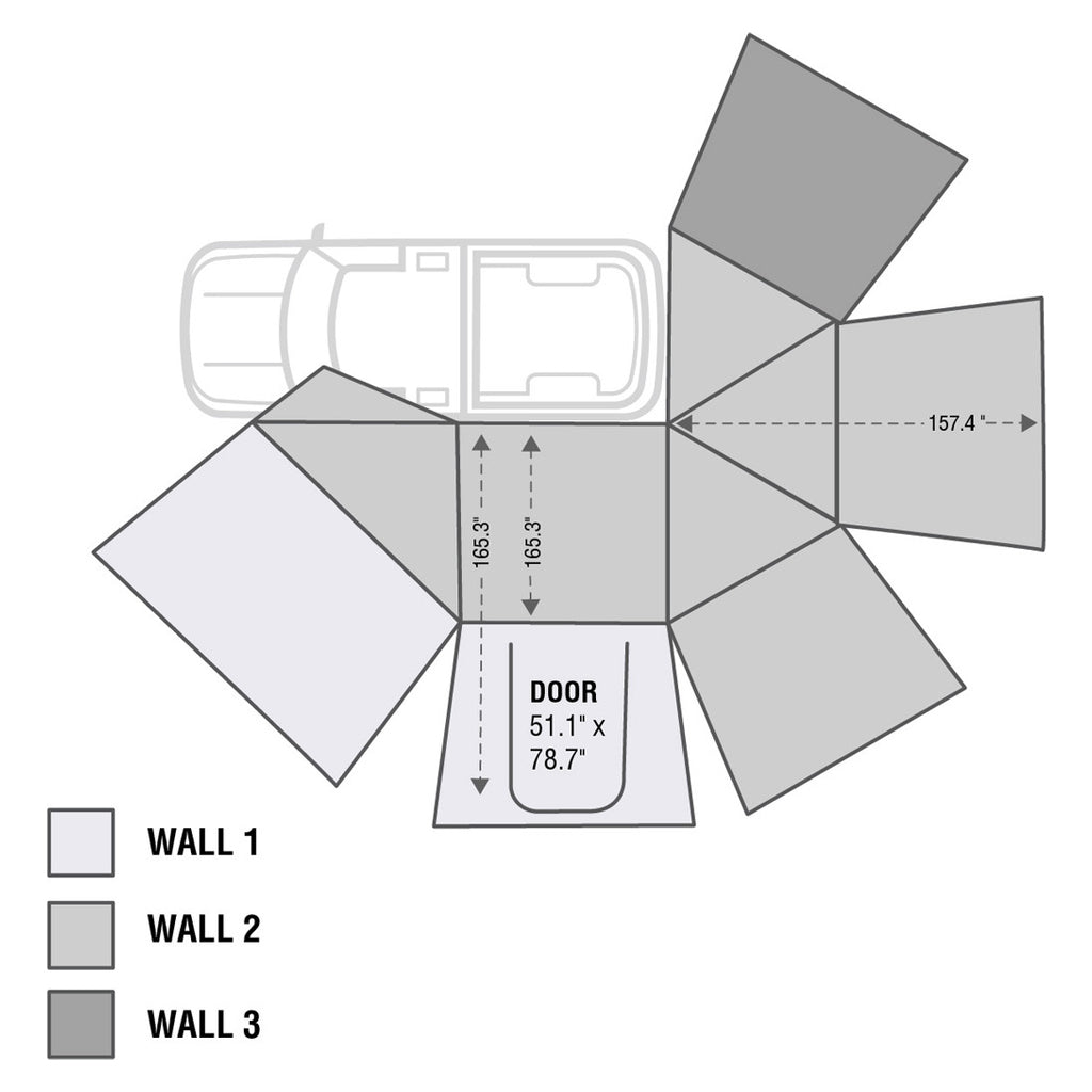 HD Nomadic 270 - Awning Wall 3, Driver Side, Grey Body, Green Trim with Storage Bag