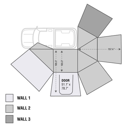 HD Nomadic 270 - Awning Wall 3, Driver Side, Grey Body, Green Trim with Storage Bag