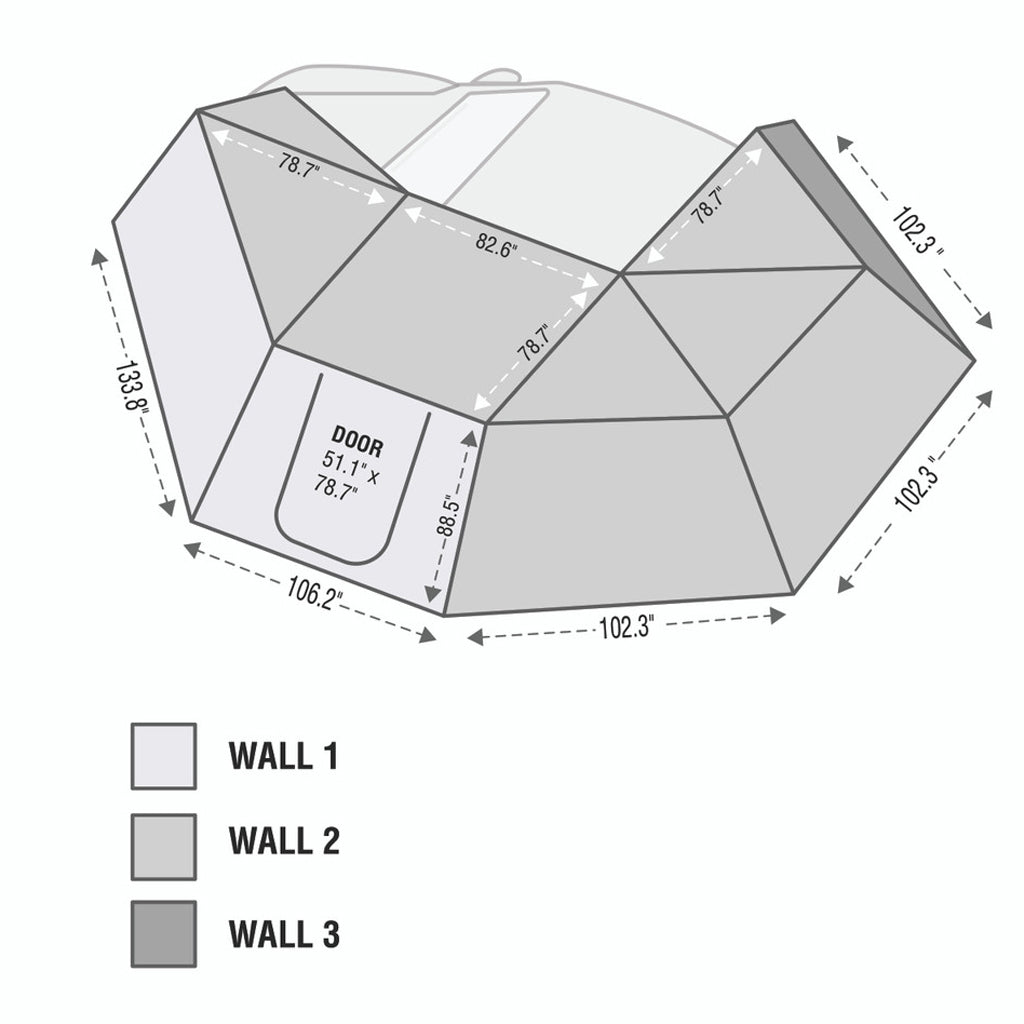 HD Nomadic 270 - Awning Wall 3, Driver Side, Grey Body, Green Trim with Storage Bag