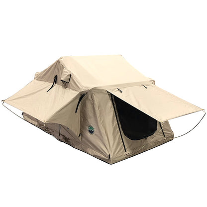 LD TMBK - Soft Sided Roof Top Tent, 2 Person, Tan Body & Green Rainfly