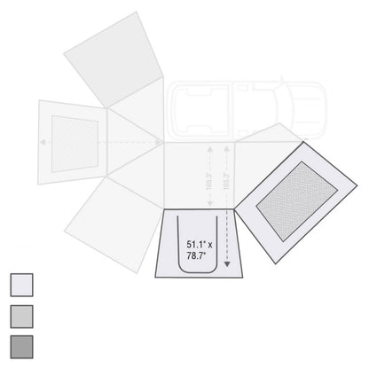 HD Nomadic 270 - Awning Wall 1 W/Door & Window, Passenger Side, Grey Body, Green Trim with Storage Bag