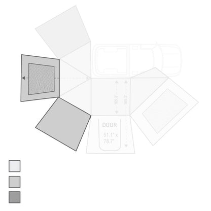 HD Nomadic 270 - Awning Wall 2 W/Window, Passenger Side, Grey Body, Green Trim with Storage Bag