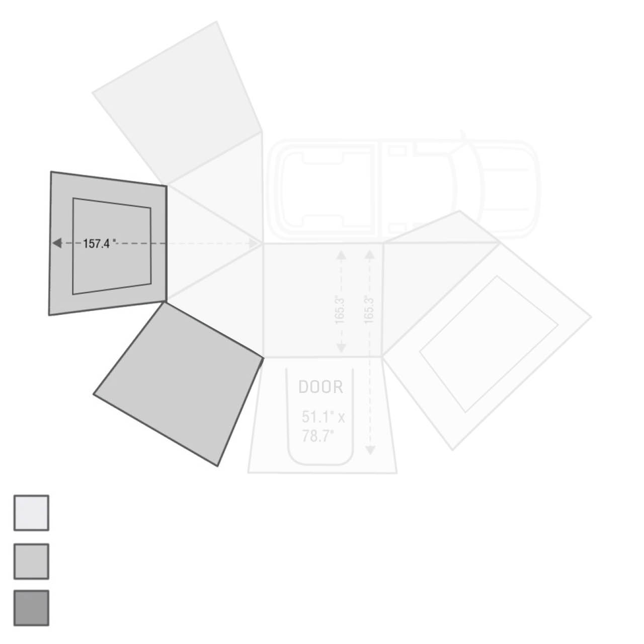 HD Nomadic 270 - Awning Wall 2 W/Window, Passenger Side, Grey Body, Green Trim with Storage Bag