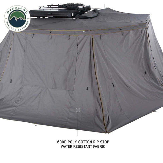 HD Nomadic 270 - Awning Wall 2 W/Window, Passenger Side, Grey Body, Green Trim with Storage Bag