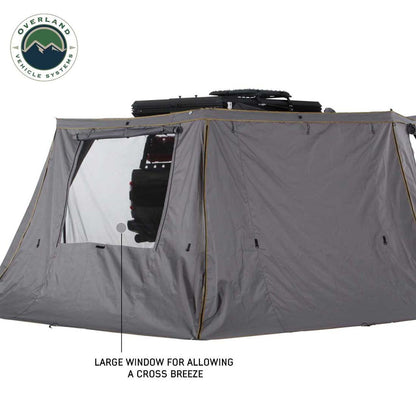 HD Nomadic 270 - Awning Wall 2 W/Window, Passenger Side, Grey Body, Green Trim with Storage Bag