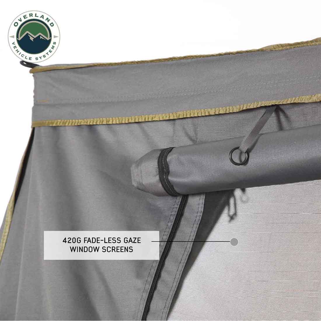 HD Nomadic 270 - Awning Wall 2 W/Window, Passenger Side, Grey Body, Green Trim with Storage Bag