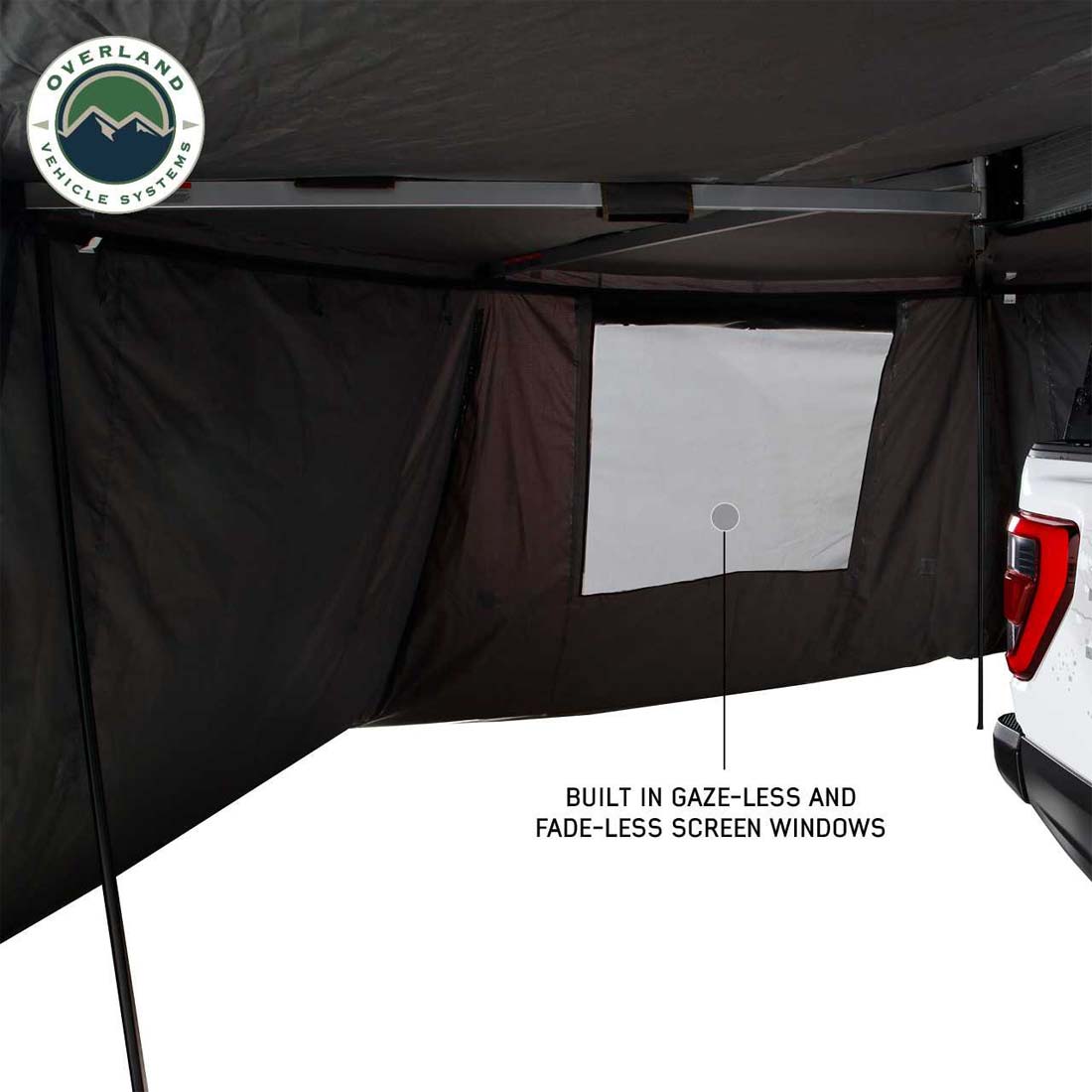 HD Nomadic 270 - Awning Wall 2 W/Window, Passenger Side, Grey Body, Green Trim with Storage Bag