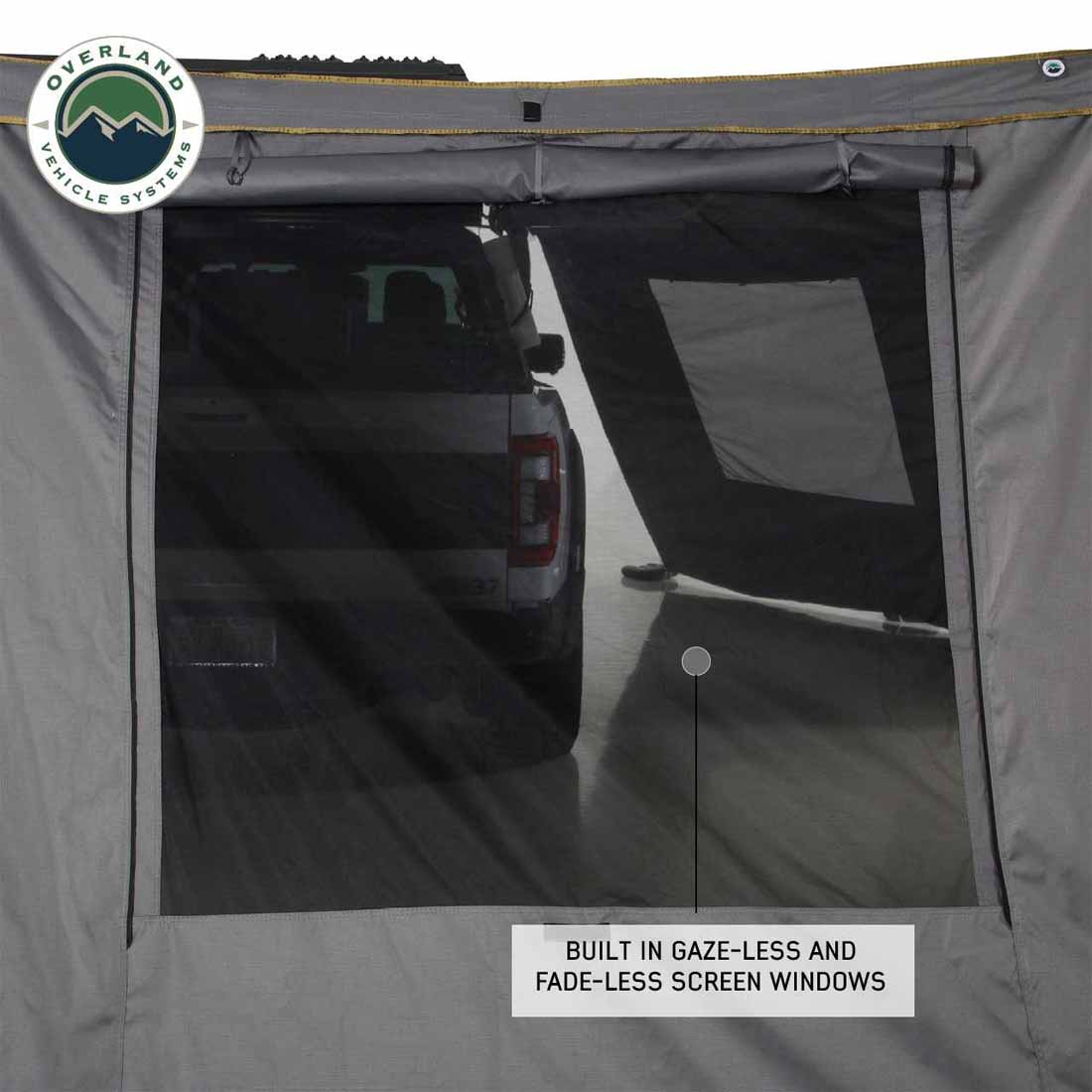 HD Nomadic 270 - Awning Wall 2 W/Window, Passenger Side, Grey Body, Green Trim with Storage Bag