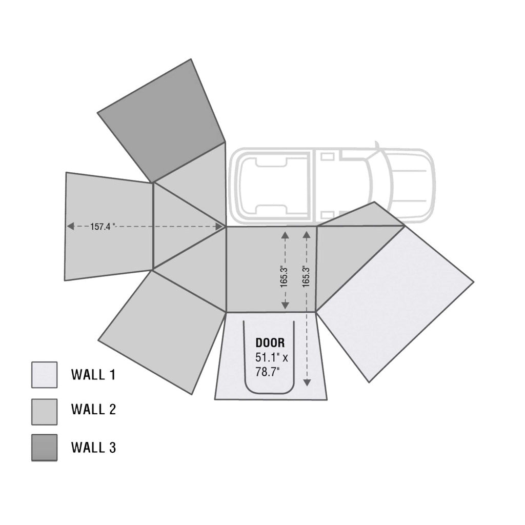 HD Nomadic 270 - Awning Wall 3, Passenger Side, Grey Body, Green Trim with Storage Bag