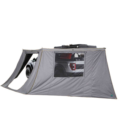 HD Nomadic 180 - Awning Wall with Door & Windows, Universal, Grey Body, Green Trim with Storage Bag