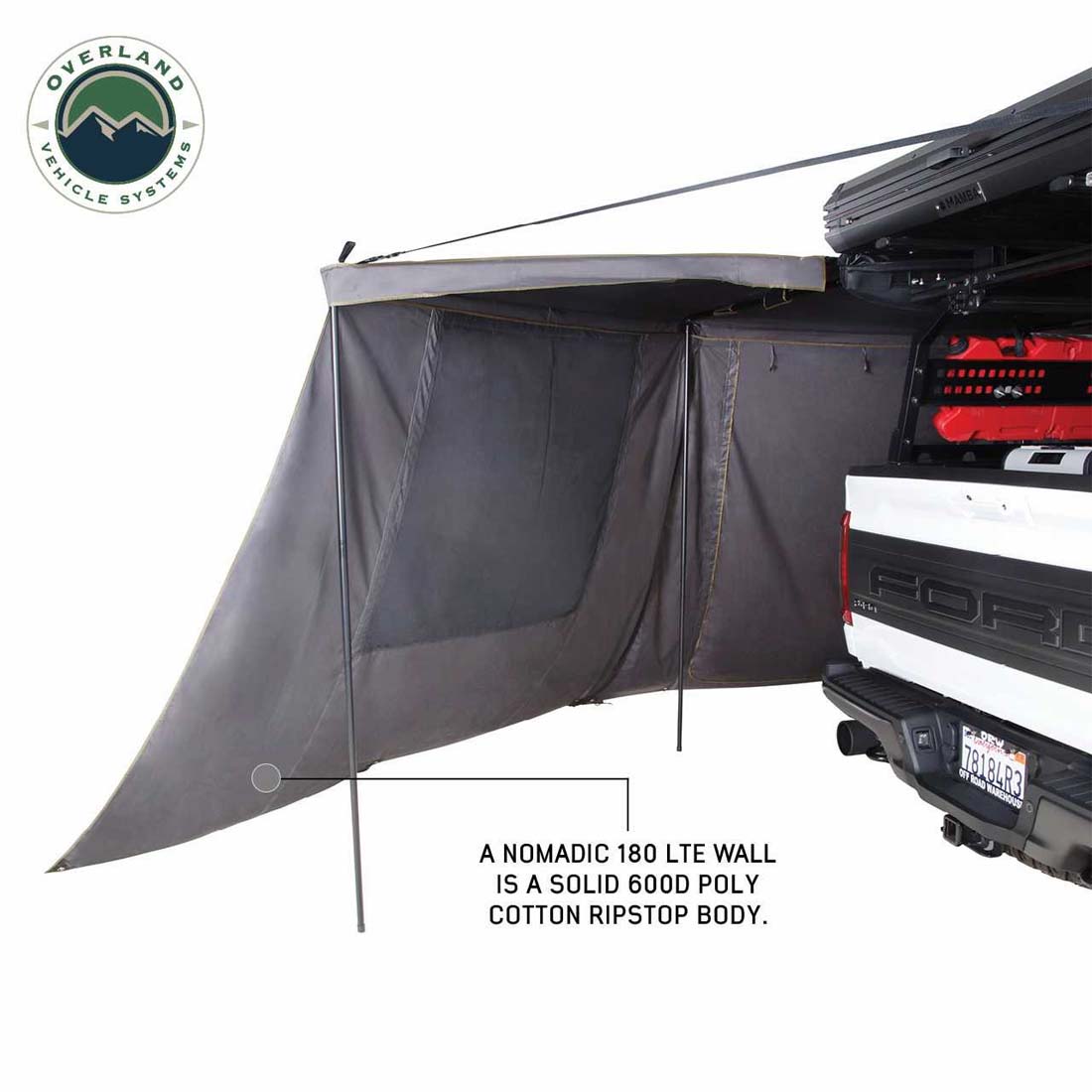 HD Nomadic 180 - LTE Awning Wall, Universal, Grey Body, Green Trim with Storage Bag