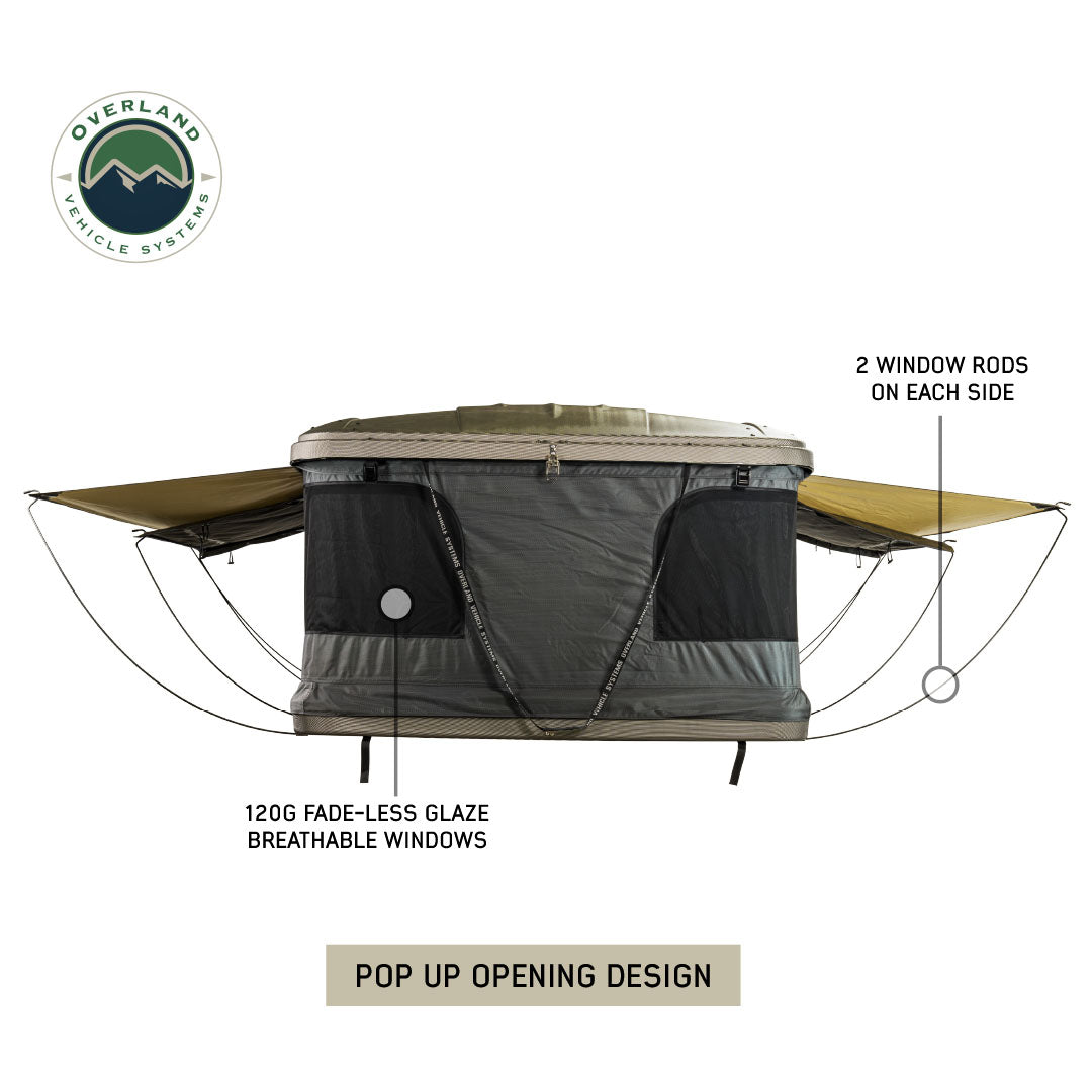 HD Bundu 3 - Hard Shell Pop Up Roof Top Tent, 3 Person, Grey Body & Black Rainfly