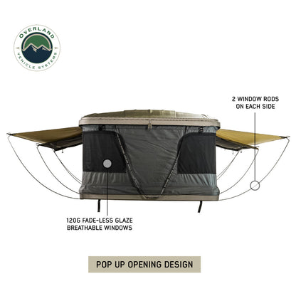 HD Bundu 3 - Hard Shell Pop Up Roof Top Tent, 3 Person, Grey Body & Black Rainfly