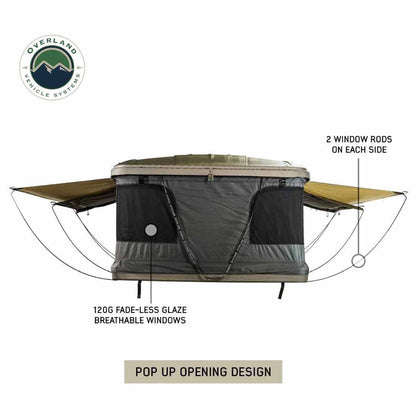 HD Bundu 2 - Hard Shell Pop Up Roof Top Tent, 2 Person, Grey Body & Black Rainfly