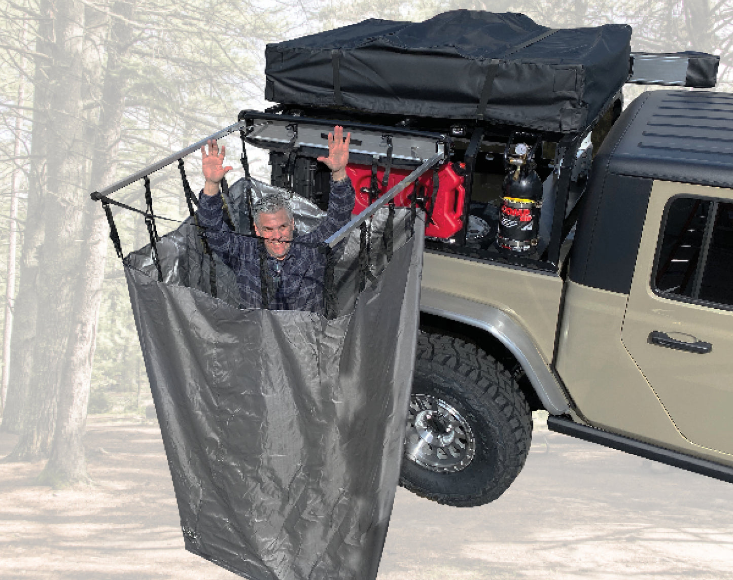 HD Nomadic Shower - Single Person Quick Deploying Shower, 42” x 42”, Grey Body, Green Trim W/Black Travel Bag