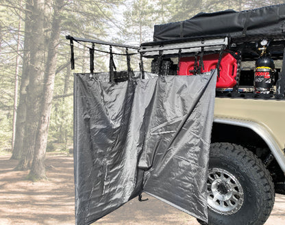 HD Nomadic Shower - Single Person Quick Deploying Shower, 42” x 42”, Grey Body, Green Trim W/Black Travel Bag