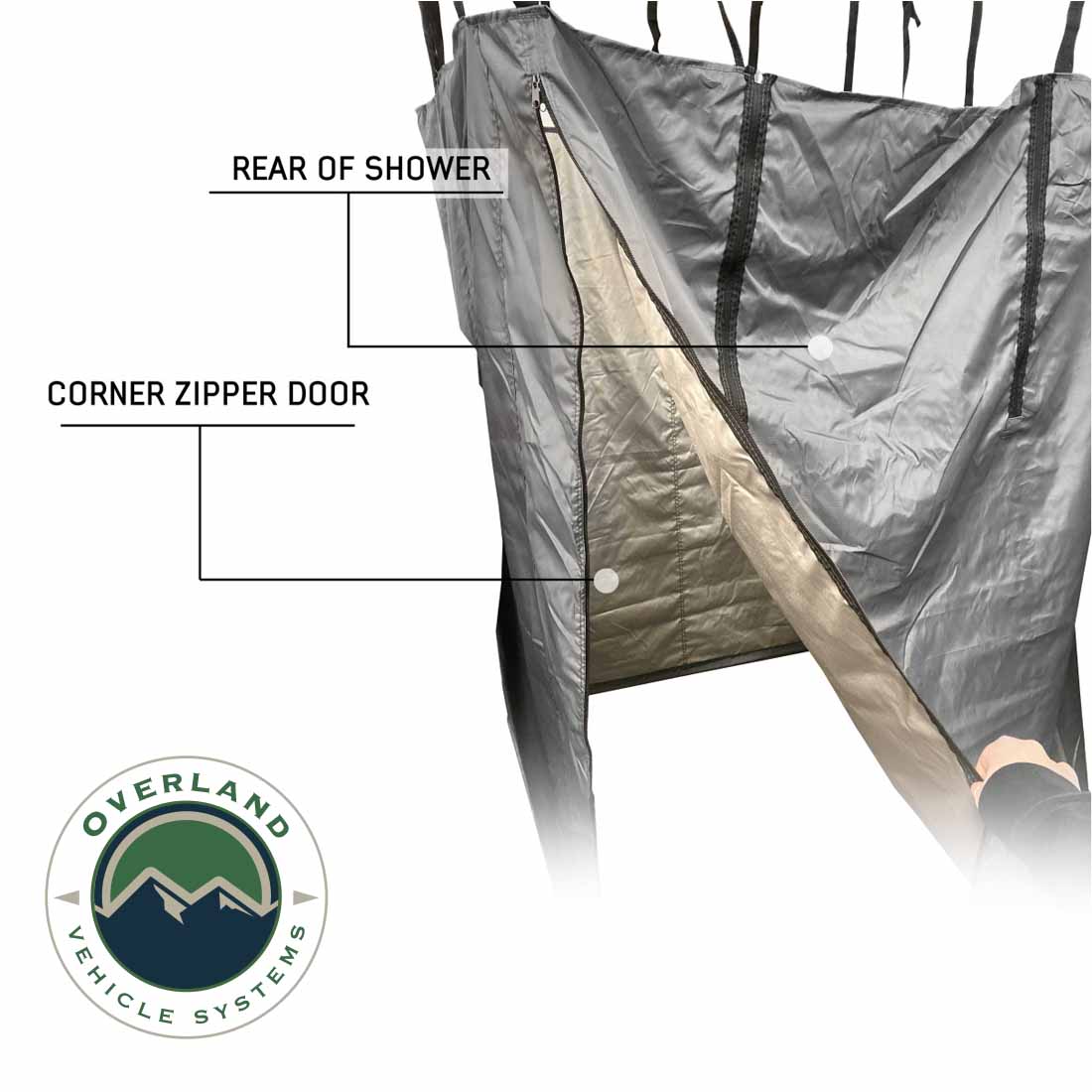 HD Nomadic Shower - Single Person Quick Deploying Shower, 42” x 42”, Grey Body, Green Trim W/Black Travel Bag