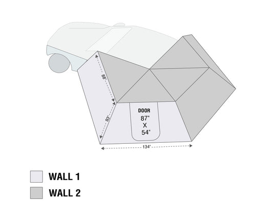 HD Nomadic 270 LT - Awning Wall 2, Driver Side, Grey Body, Green Trim W/Storage Bag