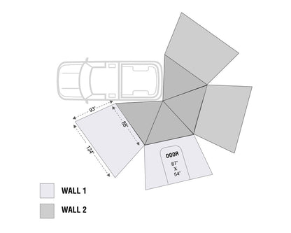 HD Nomadic 270 LT - Awning Wall 2, Driver Side, Grey Body, Green Trim W/Storage Bag