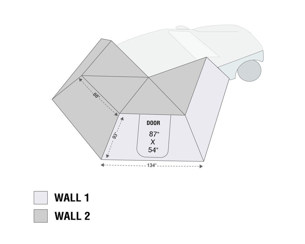 HD Nomadic 270 LT - Awning Wall 1, Passenger Side, Grey Body, Green Trim W/Storage Bag