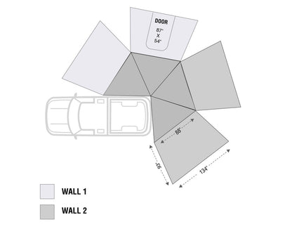 HD Nomadic 270 LT - Awning Wall 1, Passenger Side, Grey Body, Green Trim W/Storage Bag