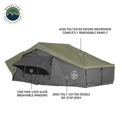 HD Nomadic N2E - Soft Sided Roof Top Tent, 2 Person, Grey Body & Green Rainfly