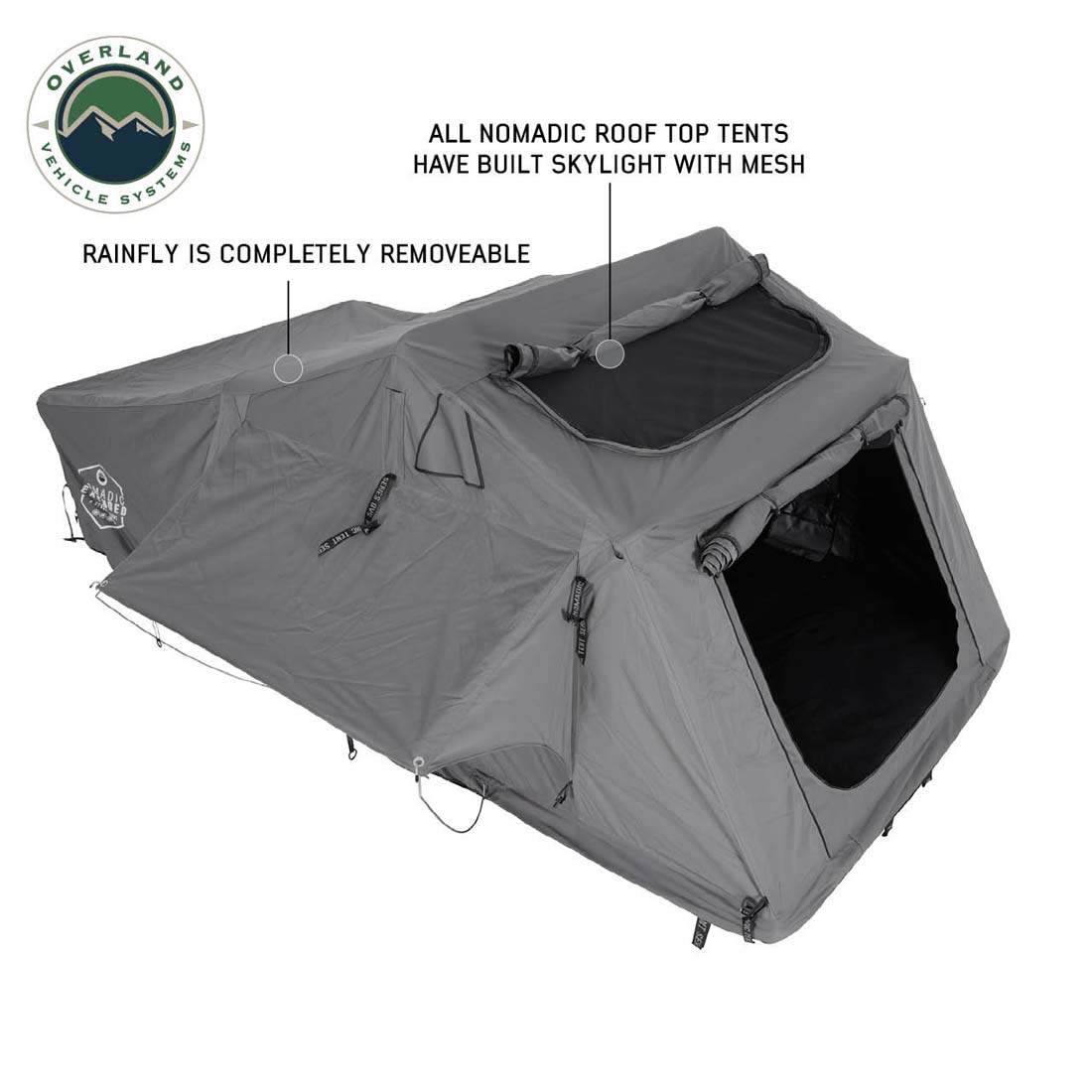 HD Nomadic N2E - Soft Sided Roof Top Tent, 2 Person, Grey Body & Green Rainfly