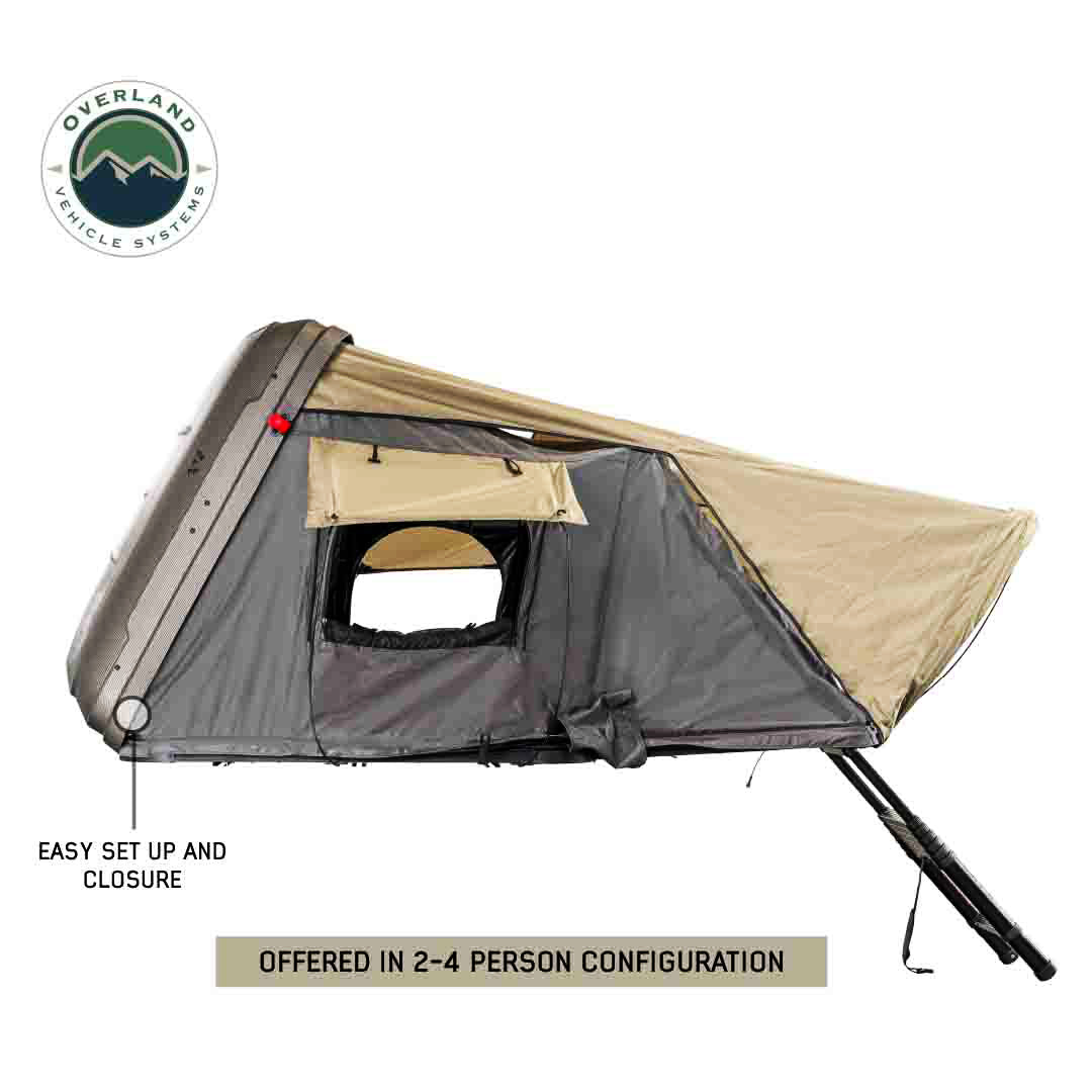 HD Bundu 2 - Hard Shell Roof Top Tent, 2 Person, Grey Body & Black Rainfly