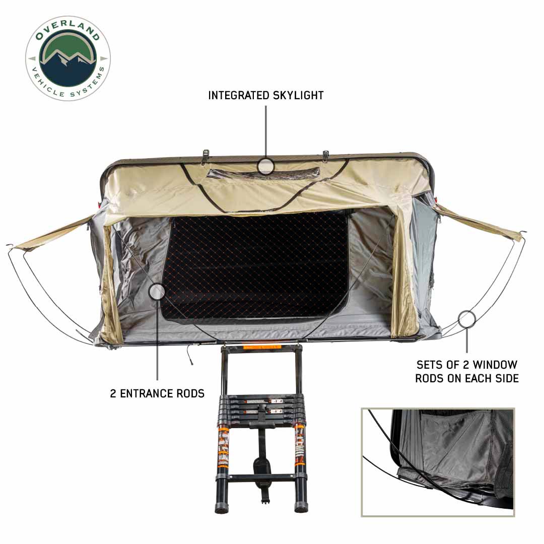 HD Bundu 2 - Hard Shell Roof Top Tent, 2 Person, Grey Body & Black Rainfly