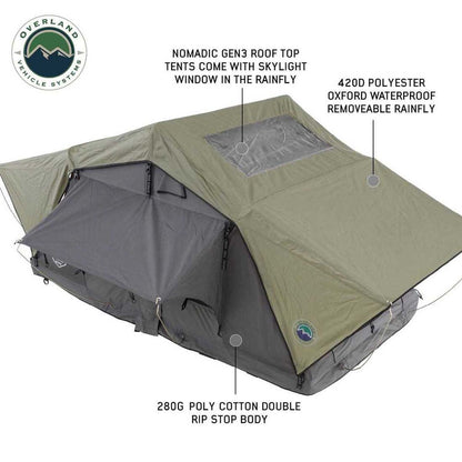 HD Nomadic N2S - Soft Sided Roof Top Tent, 2 Person, Grey Body & Green Rainfly