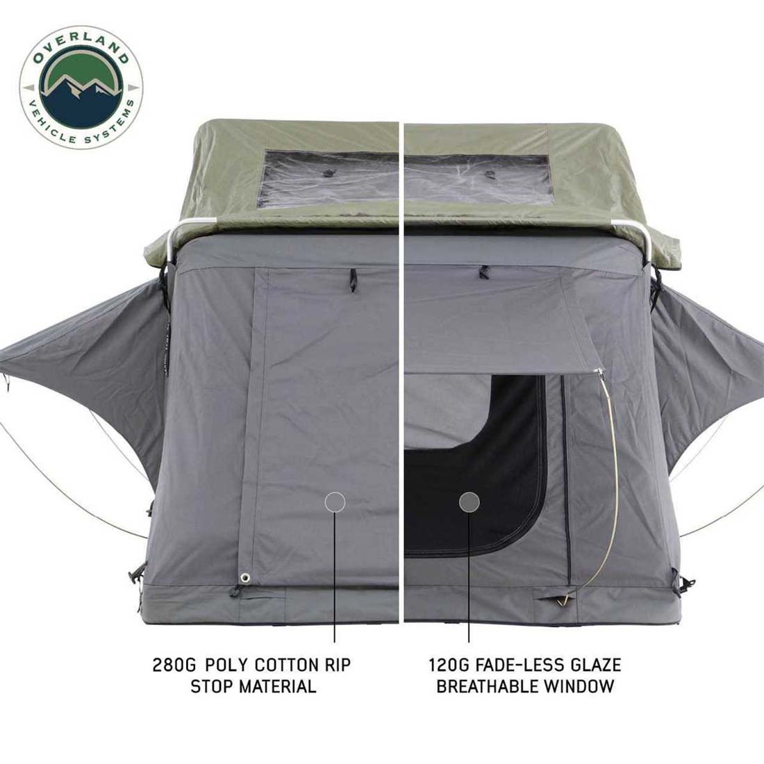 HD Nomadic N2S - Soft Sided Roof Top Tent, 2 Person, Grey Body & Green Rainfly