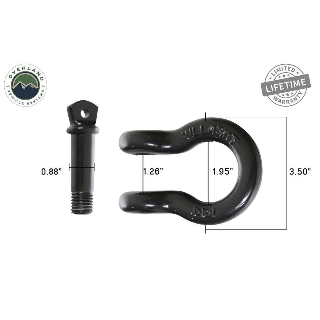 Recovery Shackle 3/4" 4.75 Ton Black - Sold In Pairs