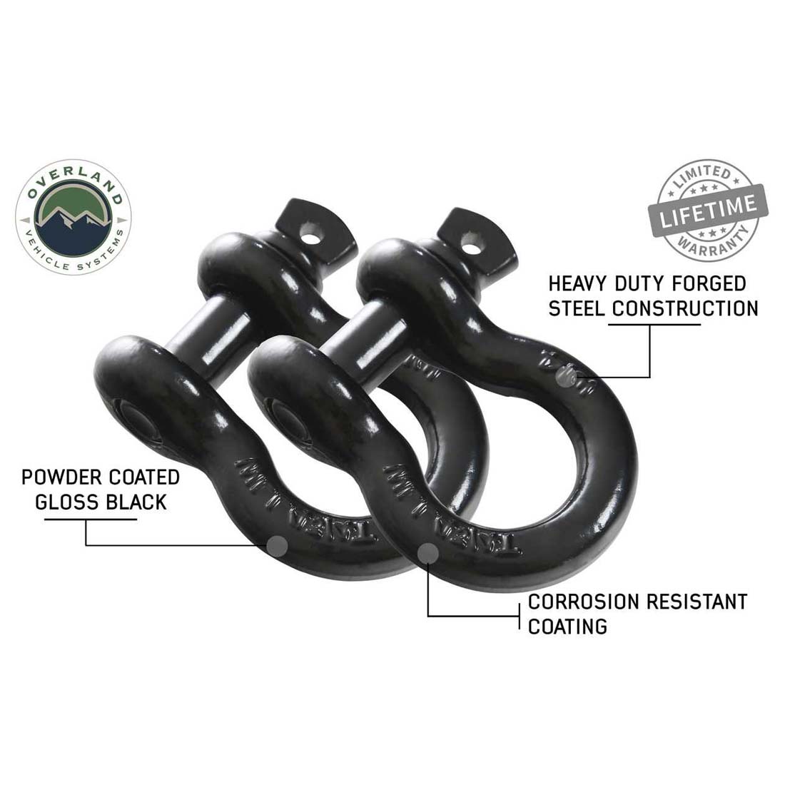 Recovery Shackle 3/4" 4.75 Ton Black - Sold In Pairs