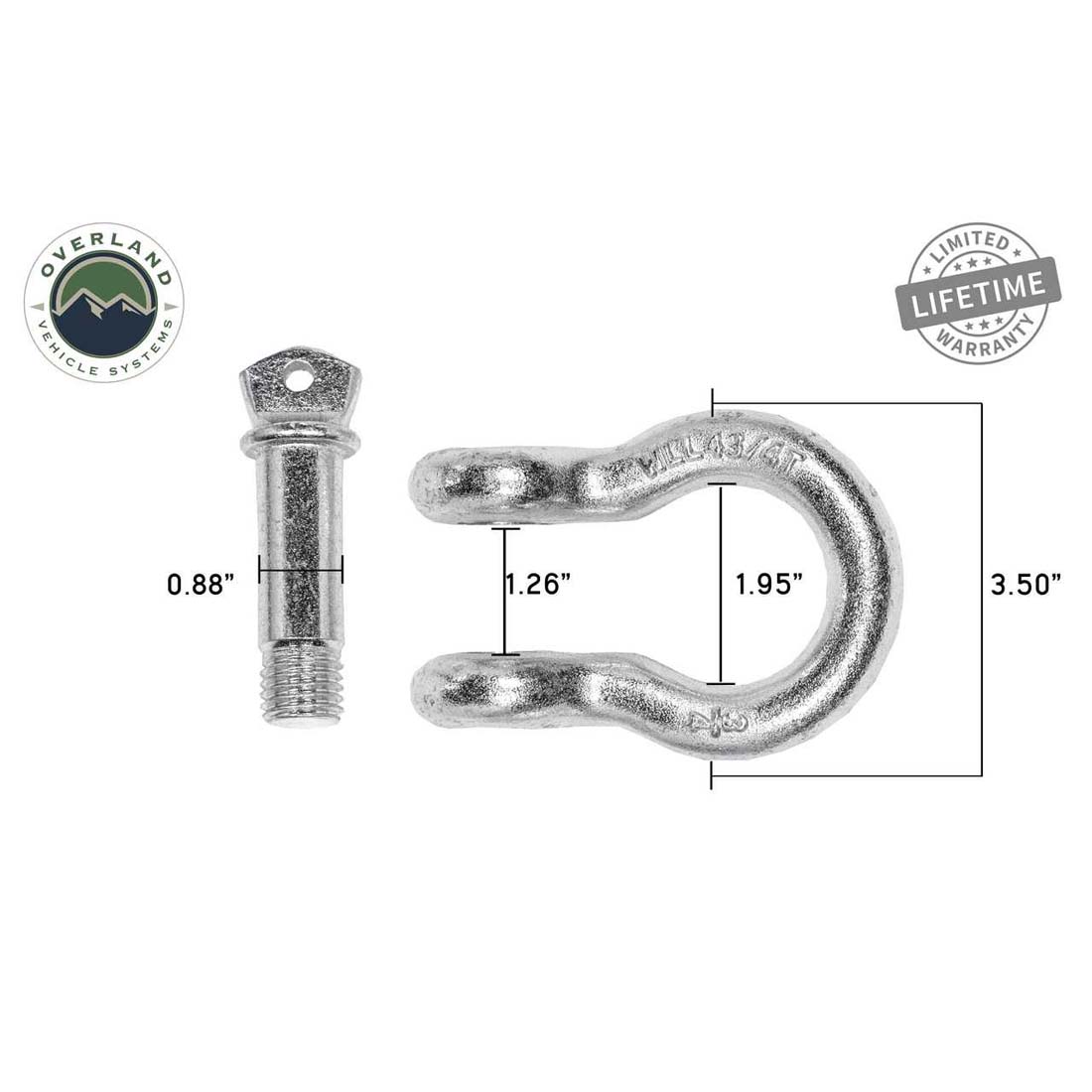 Recovery Shackle 3/4" 4.75 Ton Zinc - Sold In Pairs