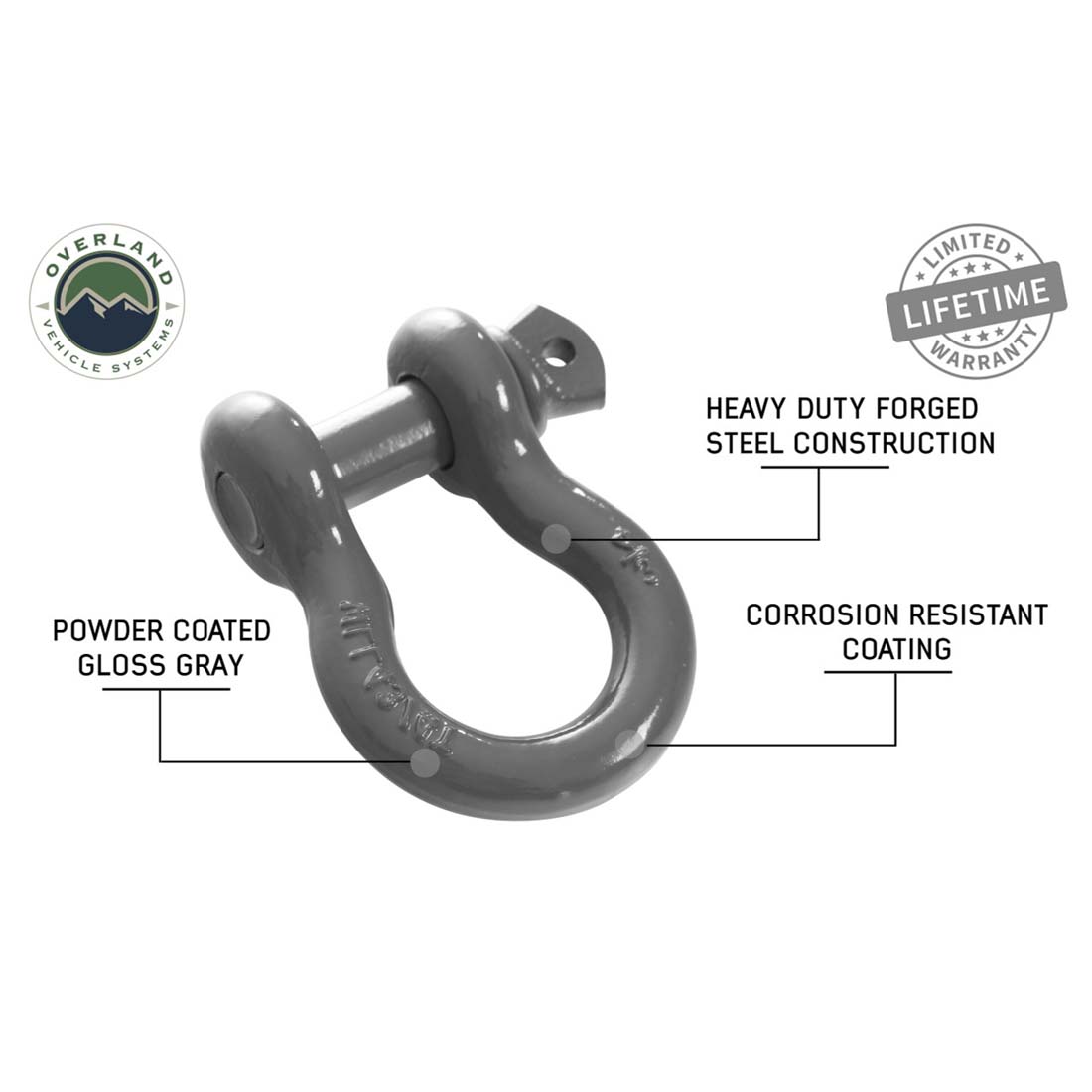 Recovery Shackle 3/4" 4.75 Ton Grey - Sold In Pairs