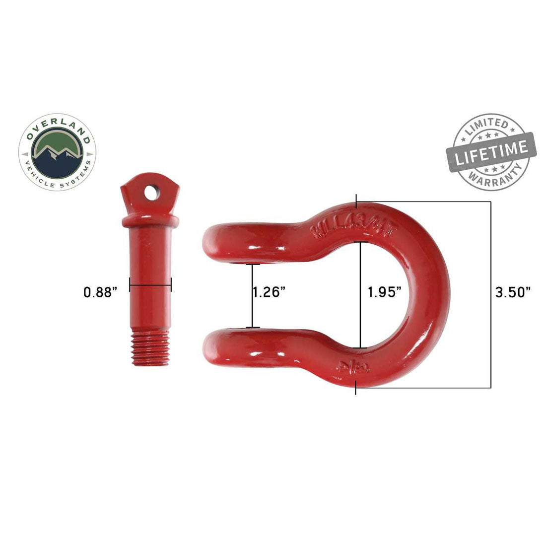 Recovery Shackle 3/4" 4.75 Ton - Red