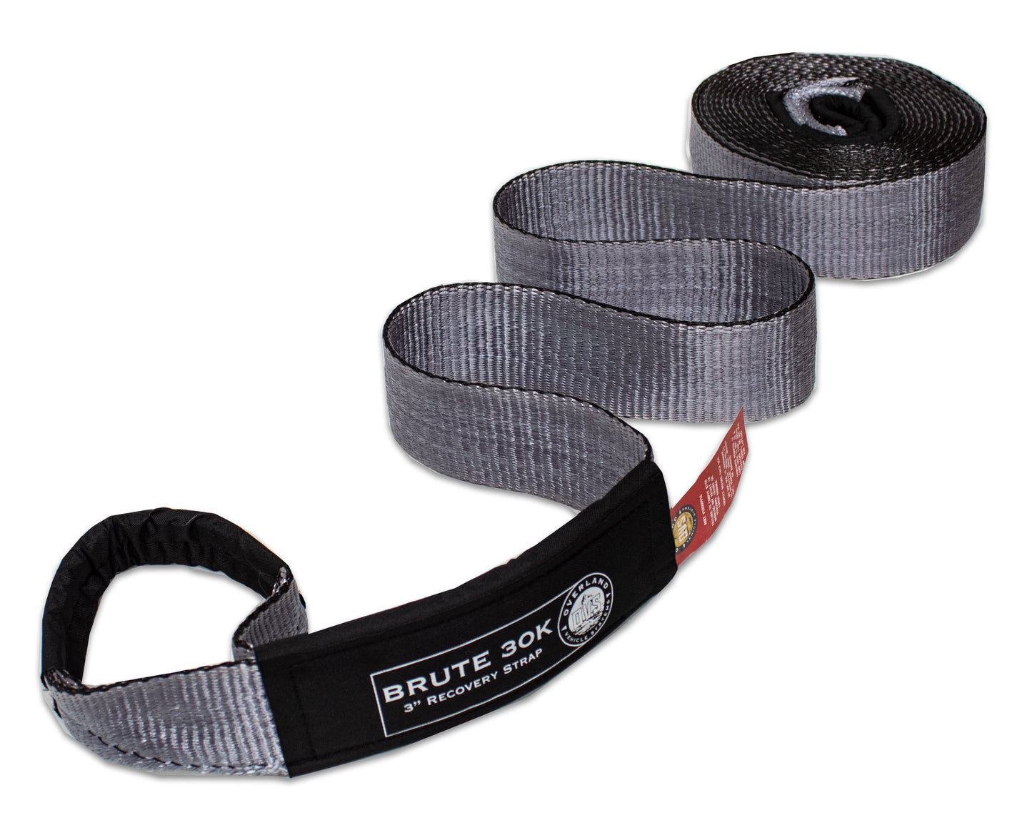 Heavy Duty Tow Strap 20,000 lb. 2” x 30’ - Gray with Black Ends & Storage Bag