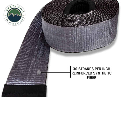 Heavy Duty Tow Strap 20,000 lb. 2” x 30’ - Gray with Black Ends & Storage Bag