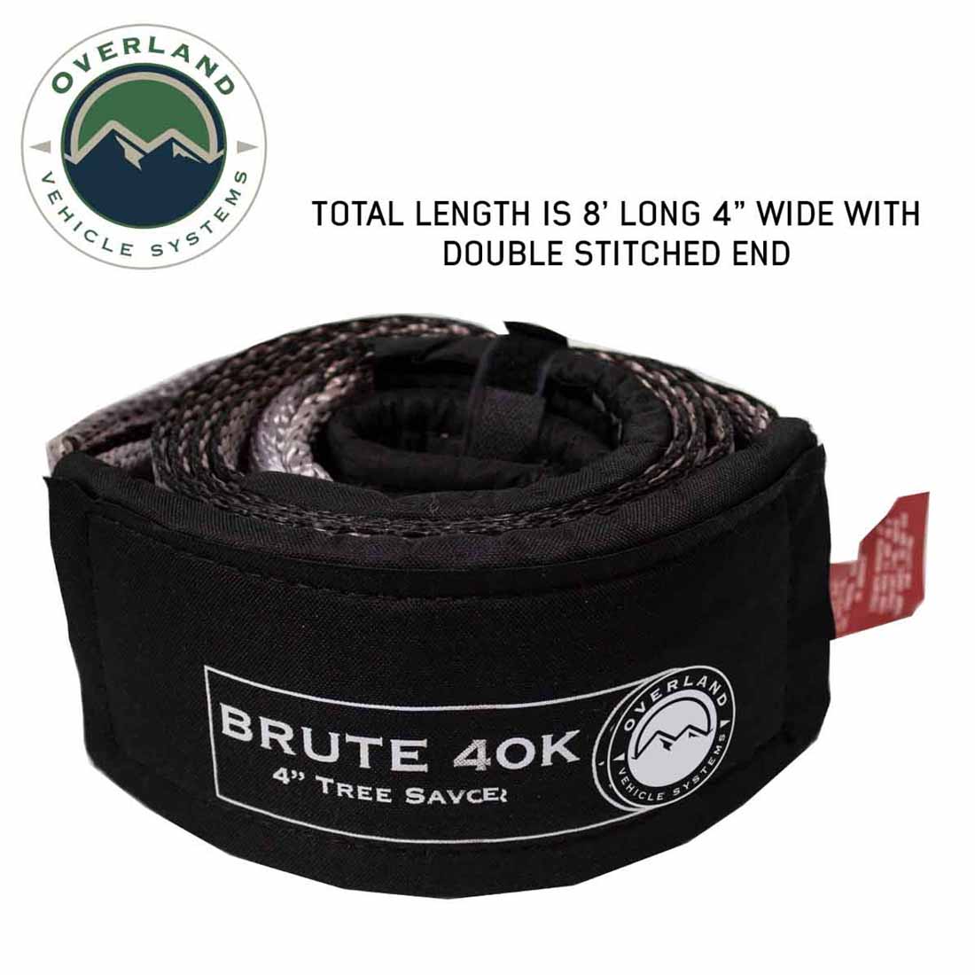 Heavy Duty Tow Strap 40,000 lb. 4” x 8’ - Gray with Black Ends & Storage Bag